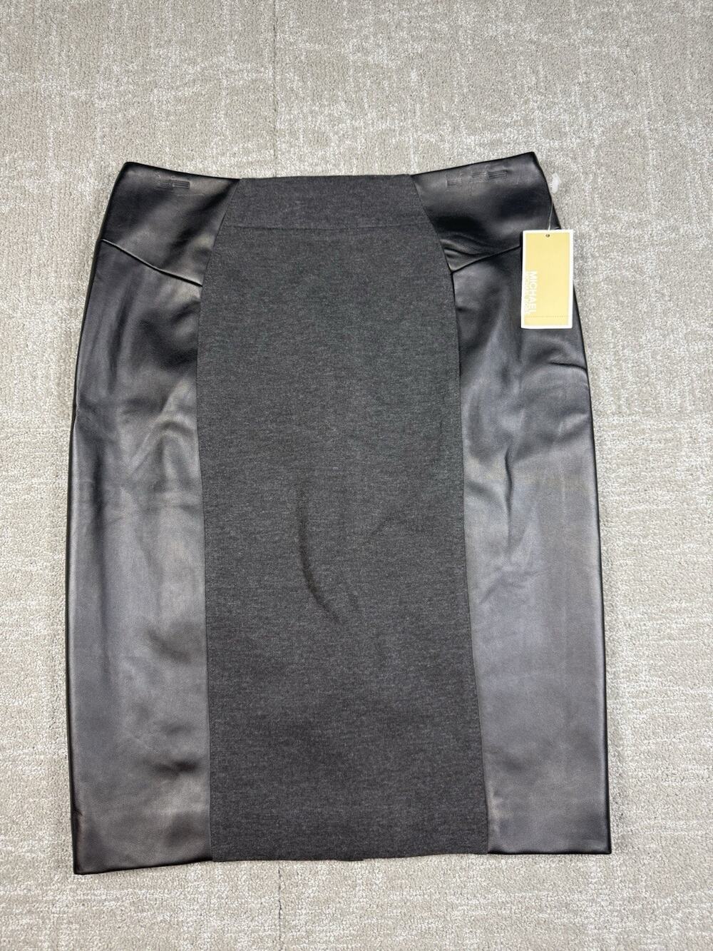Michael Kors Black NWT Vegan Leather Panel Pencil Skirt Size 8